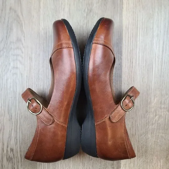 NWOB Dansko Fawna Mary Jane Chestnut Burnished Calf Leather Shoes size 9 - Picture 10 of 14